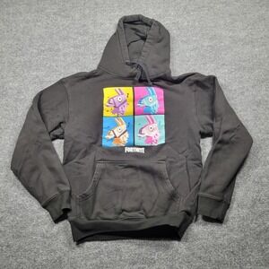 Fortnite‎ Hoodie Mens Medium Gray Pullover Llama Grid Graphic Gamer Sweatshirt